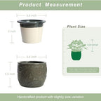 HERDUK 6.5” Ceramic Self Watering African Violet Planter with Embossed Floral Design – Durable Indoor Plant Pot for Orchids, Succulents, and Houseplants - Image 2