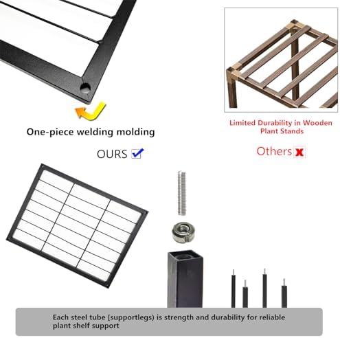 Metal Plant Stand Indoor Metal Plant Stands Outdoor Tiered Plant Shelf for Multiple Plants, 3 Tiers 7 Potted Ladder Plant Holder Table Plant Pot Stand for Window Garden Balcony Living Room - Image 3