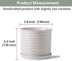 5.8 Inch Ceramic Planter with Drainage Hole & Bonded Saucer - Image 2