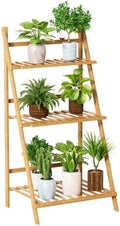 Anvazise 3-Tier Foldable Bamboo Ladder Storage Rack, Easy Assembly Stable Tiered Display Shelf, Multipurpose Plant Stand Shoe Organizer for Indoor Balcony Patio Garden Living Room by Anvazise