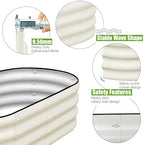 SnugNiture Galvanized Raised Garden Bed Outdoor, 4 Pcs 4x2x1ft Oval Metal Planter Box for Planting Plants Vegetables, White - Image 2