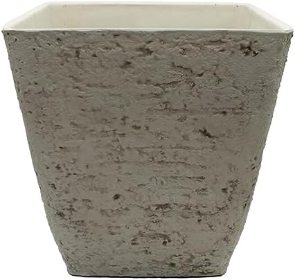 The HC Companies Tahoe Tall Square Planter - Weather-Resistant Indoor & Outdoor Plant Pot - Premium Decorative Planter Made from Crushed Stone Resin (16”H, White Birch, Pack of 1) by TheHCCompanies