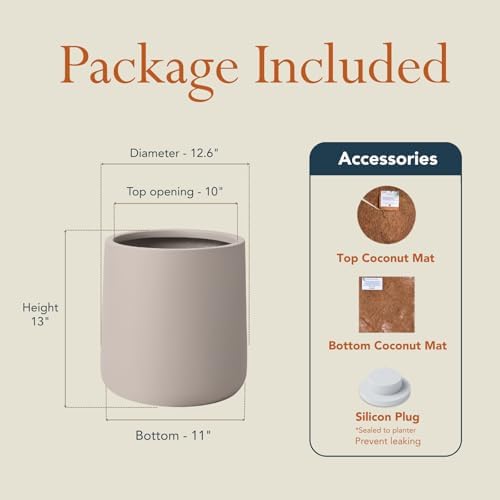 KUTE NEST 12.6" Premium Conico Fiberstone Outdoor Planter - Taupe - Image 3