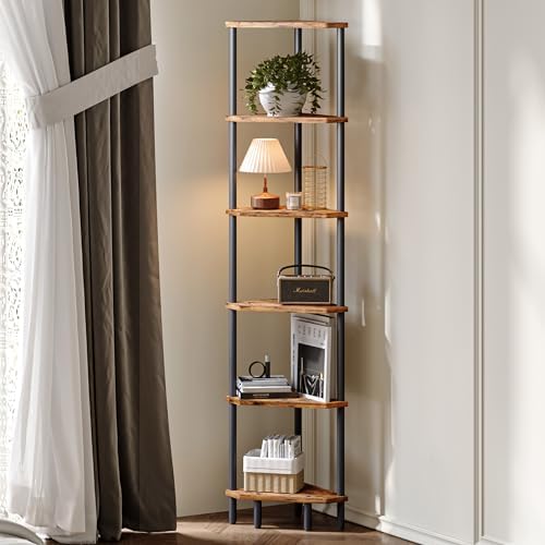6 Tier Corner Shelf, 66.5'' Tall Standing Shelf, Narrow Display Shelf Stand - Image 6