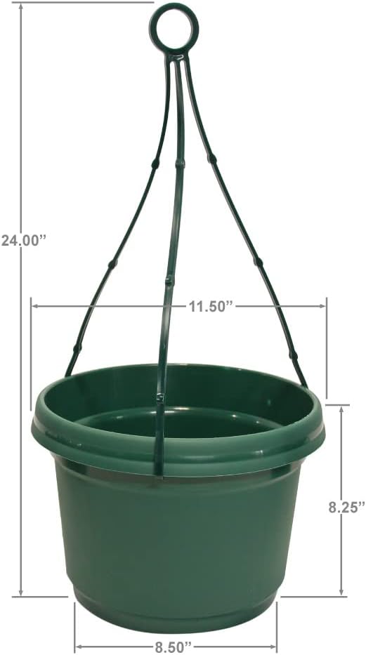 Plastic 11in Pots with Hangers Hunter Green Set of 5 - Image 4