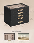 SONGMICS 5-Layer Jewelry Box with Glass Window, 5 Drawers, Golden Handles - Image 5