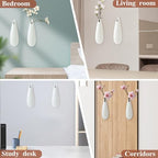 White Ceramic Wall Vases, Set of 2, 12 Inch, Teardrop Design - Image 5