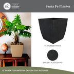 The HC Companies Santa Fe Square Self-Watering Pot - Lightweight Plastic Planter for Herbs & More - Durable Plant Pots for Indoor Plants & Outdoor Plants (12" Black Sand, Pack 2) - Image 2