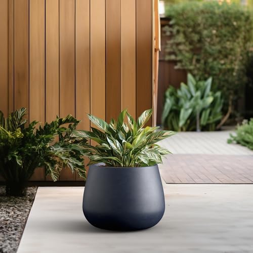 Kante Accent Round Curved Charcoal Concrete Planter 18.1" Dia, Outdoor - Image 4