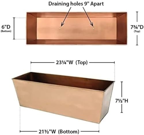 Weather-Resistant Copper Window Box Planter Classic Rectangular Flower & Herb Container Durable Outdoor Metal Garden Planter for Balcony Porch & Patio Antique Finish - Image 2