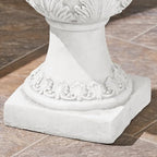 Merax 19.25'' Tall Elegant Roman Style Lightweight Concrete Planter with Botanical Accents, Square Indoor Outdoor Flower Pot with Drainage Hole & Stopper, White - Image 6