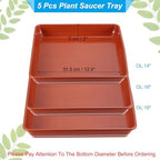 PATIKIL Plant Saucer Tray, 5 Pack 14 Inch Square Plant Saucer Heavy Planter Pot Saucers Large Deep Flower Planter Drip Tray for Indoor Outdoor Plants, Terracotta - Image 2