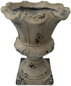 Vintage Garden Planter, 21.45" Tall MGO Distressed Antique White Decorative Flower Pot for Planting, Outdoor Pedestal Urn Plant Container with Drainage Hole for Front Porch Decor - Image 4