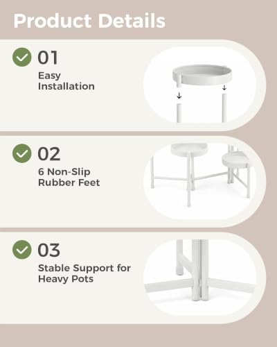 Bamworld Plant Stand Indoor Outdoor 6 Tier Corner Plant Shelf Metal Holder - Image 3