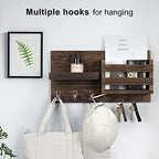 Lwenki Mail Organizer for Wall Mount – Key Holder with Shelf Includes Letter Holder and Hooks for Coats, Dog Leashes – Rustic Wood with Flush Mounting Hardware (16.5” x 8.7” x 3.5”) - Image 3