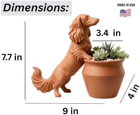 ARCUZ Long Haired Dachshund Planter, 3D Printed Wiener Dog Succulent Pot, Decorative Flower Pot for Indoor Plants, Gift for Dachshund Lovers (White) - Image 3