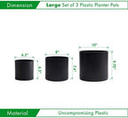 D'vine Dev 3-Pack Plastic Pots & Saucers, 6.5/8/10 in, Black, 74-V-B-4 - Image 2
