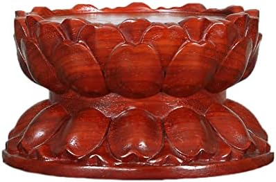 Oriental Home Display Stand Wooden Rosewood Carved Lotus Base by GOLDYWENDY
