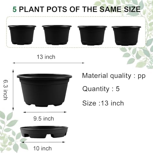 KPUVX 5 Packs 13 inch Plant Pot with Saucer,Outdoor Flower Pots - Image 3
