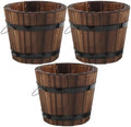 Toddmomy 3pcs Carbonized Wood Planter Box, Small Wooden Flower Pots Whiskey Barrel Style, Rustic Indoor Outdoor Garden Plant Containers for Succulents and Cactus by Toddmomy