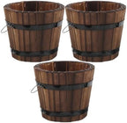 Toddmomy 3pcs Carbonized Wood Planter Box, Small Wooden Flower Pots Whiskey Barrel Style, Rustic Indoor Outdoor Garden Plant Containers for Succulents and Cactus by Toddmomy