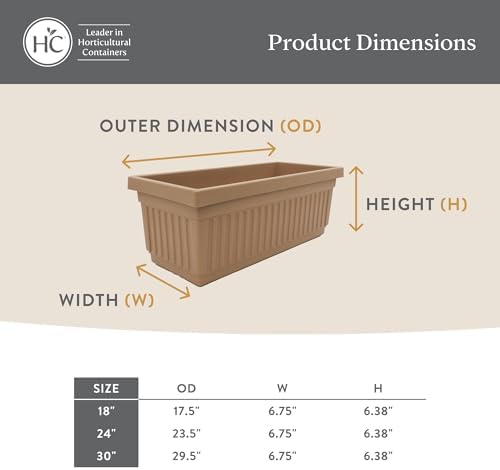 The HC Companies Venetian Window Planter Box w/Drain Plug - Long Planter Box for Windowsills, Balconies & More - Plastic Large Rectangular Outdoor Planters for Herbs & Flowers (30" Black, Pack of 1) - Image 6