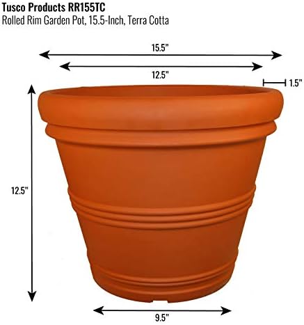 Tusco Products RR155TC Classic Rolled Rim Garden Planter, 15.5", Terra Cotta - Image 2