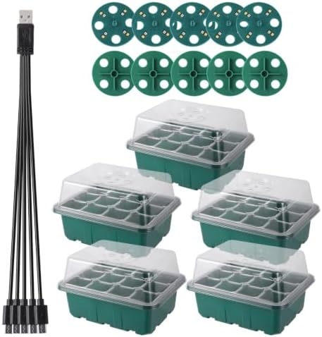 Seed Starter Tray with Built-in LED Grow Light, Adjustable Vent Humidity Dome Germination Box, Breathable Plant Seed Starting Pots, Indoor Garden Greenhouse Seedling (3-6 Cell Square) - Image 4