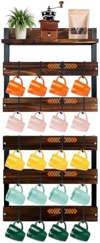 2-in-1 Wall Mounted 6-Tier Wooden Mug Rack, Cup Holder & Organizer by Cipmodu