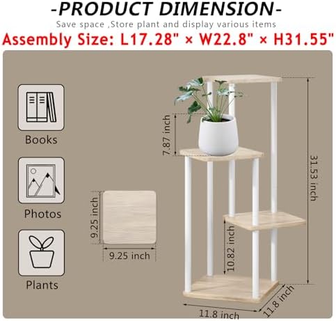 AZERPIAN 4 Tier Tall Plant Stand Indoor Corner Tiered Shelf Metal MDF Board - Image 4