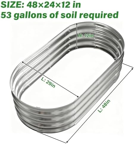 Galvanized Raised Garden Bed for Outdoor: 4X2X1ft Durable Metal Vegetable Plant Container Kit - Oval Planter Box for Gardening Flower Trough （2 Pack） - Image 2