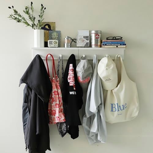 Entrance Coat Rack ，Coat Hooks, Wall-Mounted Wooden Hook Rack, Wall-Mounted Shelves are Very Suitable (White Color Finish—A-2) - Image 3