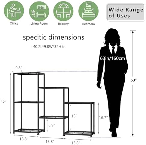 Metal Plant Stand Indoor Metal Plant Stands Outdoor Tiered Plant Shelf for Multiple Plants, 3 Tiers 7 Potted Ladder Plant Holder Table Plant Pot Stand for Window Garden Balcony Living Room - Image 5