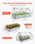 VEVOR 6x3x1FT Metal Raised Garden Bed with Greenhouse Cover, Outdoor Galvanized Planter Raised Beds for Gardening for Vegetables Flowers and Fruit - Image 2