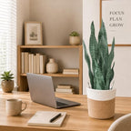 2Pcs 22.5in Faux Snake Plant with Woven Basket Indoor Decor - Image 5
