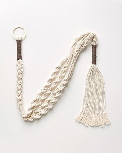 PILLOWPIA Trina Macrame Plant Hanger 55" Iron – Handwoven Cotton Rope with Brass Logo Ring, Fits 10" Planter, Boho Indoor Hanging Plant Holder by PILLOWPIA