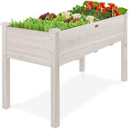 Best Choice Products 48x24x30in Raised Garden Bed, Elevated Wood Planter Box Stand for Backyard, Patio, Balcony w/Bed Liner, 200lb Capacity - White by BestChoiceProducts