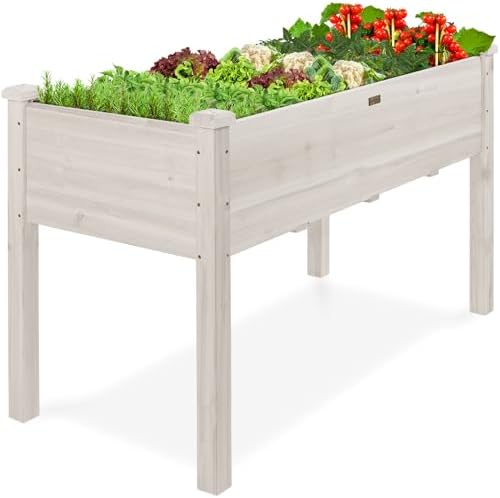 Best Choice Products 48x24x30in Raised Garden Bed, Elevated Wood Planter Box Stand for Backyard, Patio, Balcony w/Bed Liner, 200lb Capacity - White by BestChoiceProducts