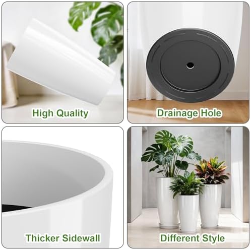 24+21+18 " Tall Planters for Indoor&Outdoor Plant with Drainage Hole&Saucer - Image 4