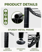 Bamworld Corner Shelf 5 Tier Corner Shelf Stand Adjustable Plant Shelf Book Display Shelf for Living Room Balcony Bedroom Patio Black - Image 6