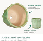 7.8 Inch Ceramic Plant Pot with Drainage Hole Mesh Net, Large Flower Pots for Indoor Plants with Saucer, Gardening Pots Outdoor (Crackle-Green) - Image 3