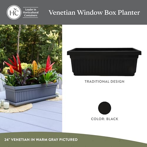 The HC Companies Venetian Window Planter Box, 24 Inch, Black, 2-Pack - Image 2