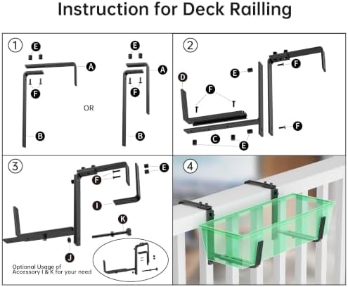 Y&M 4 Pack Window Box Brackets, Adjustable Railing Planter Box Brackets - Image 3