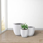 Kante Set of 3 White Concrete Bowl Planters 18" 14" 10" Dia - Image 5