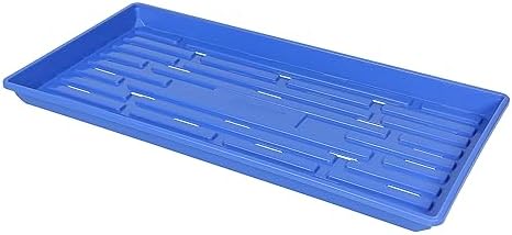 SUNPACK 10" x 20" Heavy Duty Shallow Plastic Seed Starting Tray, Blue, 1" (Pack of 10) - Lined with Drainage Holes for Excess Water and Aeration, Ideal for Greenhouses or Indoor Gardening - Image 2