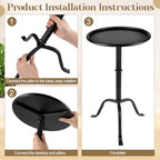 RattanView 2 Pcs Metal Martini Table Black Small Side Round Drink Table - Image 4