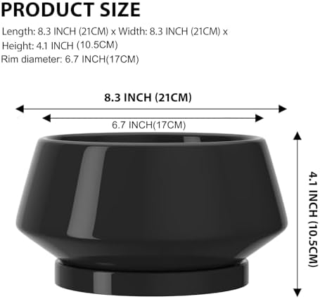 8.3 Inch Black Ceramic Planter with Drainage Hole and Saucer - Image 2