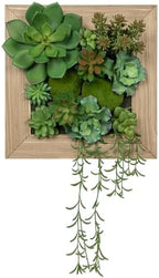 GnFlus Artificial Succulent Wall Decor Fake Hanging Succulents with Wood Plant Box, Succulent Plants Artificial 3D Wooden Wall Decor Faux Hanging Plants Indoor Succulents Arrangement by GnFlus