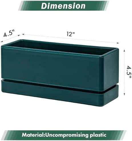 D'vine Dev Rectangular Planter, 12 x 4.5 in, Green, Set of 1, 76-X-C-1 - Image 3
