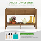 LUE BONA Raised Planter Box with Legs, 45 * 18 * 29 in, Raised Garden Bed with Tools and Storage Shelf, Weather Resistant, 3-Year Warranty, Standing Growing Bed Herb Planter for Vegetable, Brown - Image 5